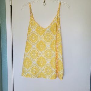 Tecrew Boho Ajustable Spaghetti Strap Yellow CamisoleTop Geometric Size S NWT